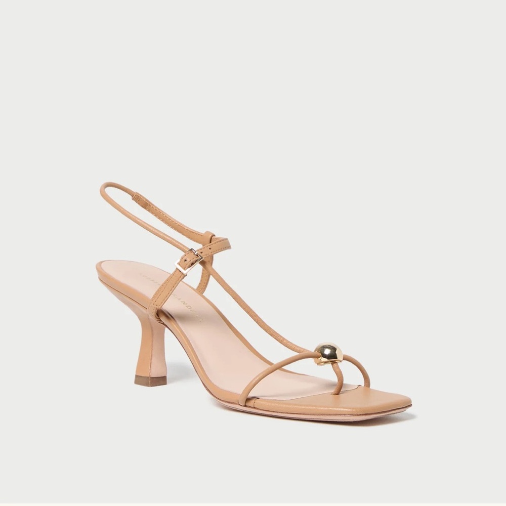 Loeffler Randall Triana Dune Leather Mid Heel Sandal